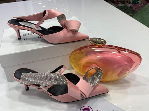 Peach colour  Kitten heel half shoe